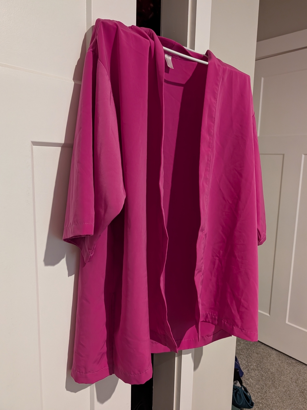 American Apparel Open-Front Kimono Jacket in Fuchsia Pink